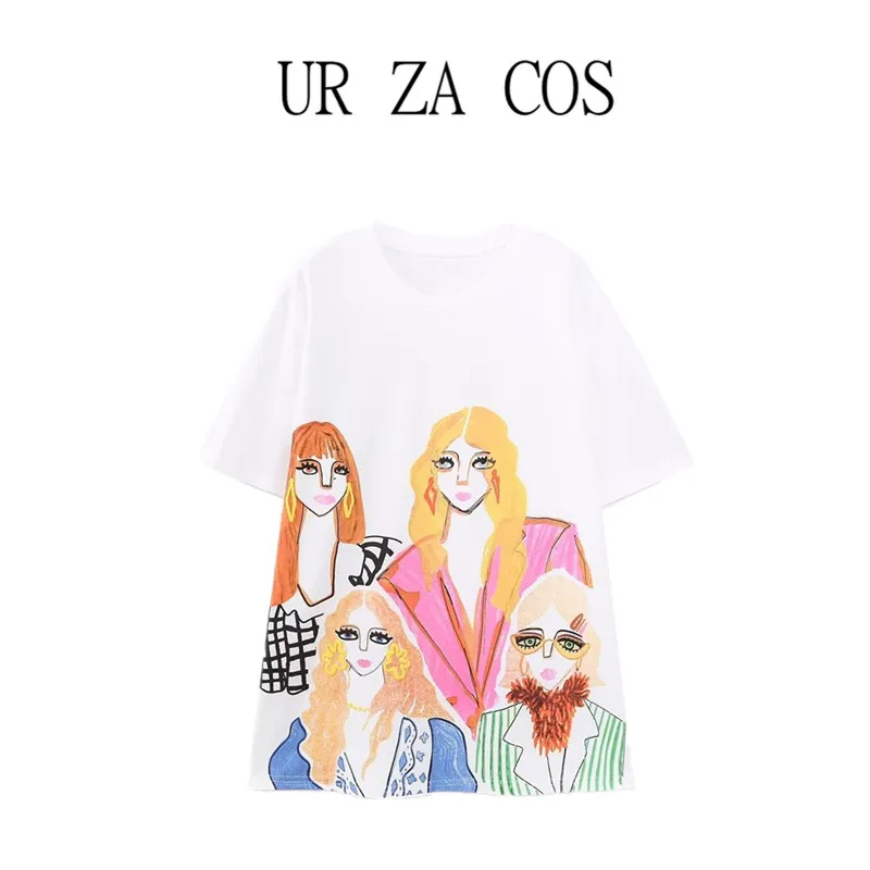 تي شيرت فضفاض مستدير Ne ort Sve أبيض للنساء تصميم مطبوع أنيق مريح مناسب كاجوال Sle كارتون إبداعي