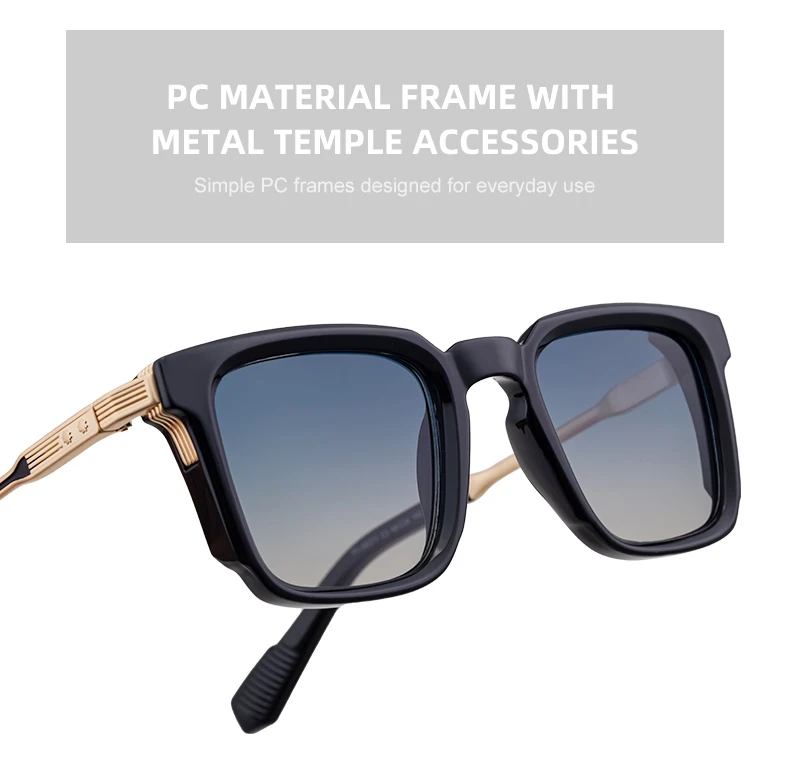 Polarisierte klassische quadratische Sonnenbrille für Herren 2026 – Luxusmarke Steampunk Fahrsonnenbrille für Männer – Vintage Outdoor-Brillen – Detail 7