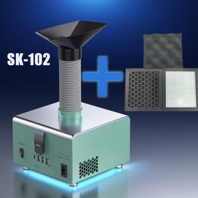 

SK-102 Smoke Purifier Is A Multifunctional Maintenance Tool For Laser Engraving Equipment For Mobile Phone Welding PCB Rework.