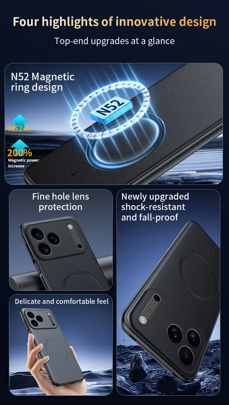 Für iPhone 18 Pro Max Hülle Magnetische Leder-Schutzhülle für iPhone 18 Pro Anti-Fingerabdruck Rutschfeste PC+TPU 17 Pro Max – Detail 6