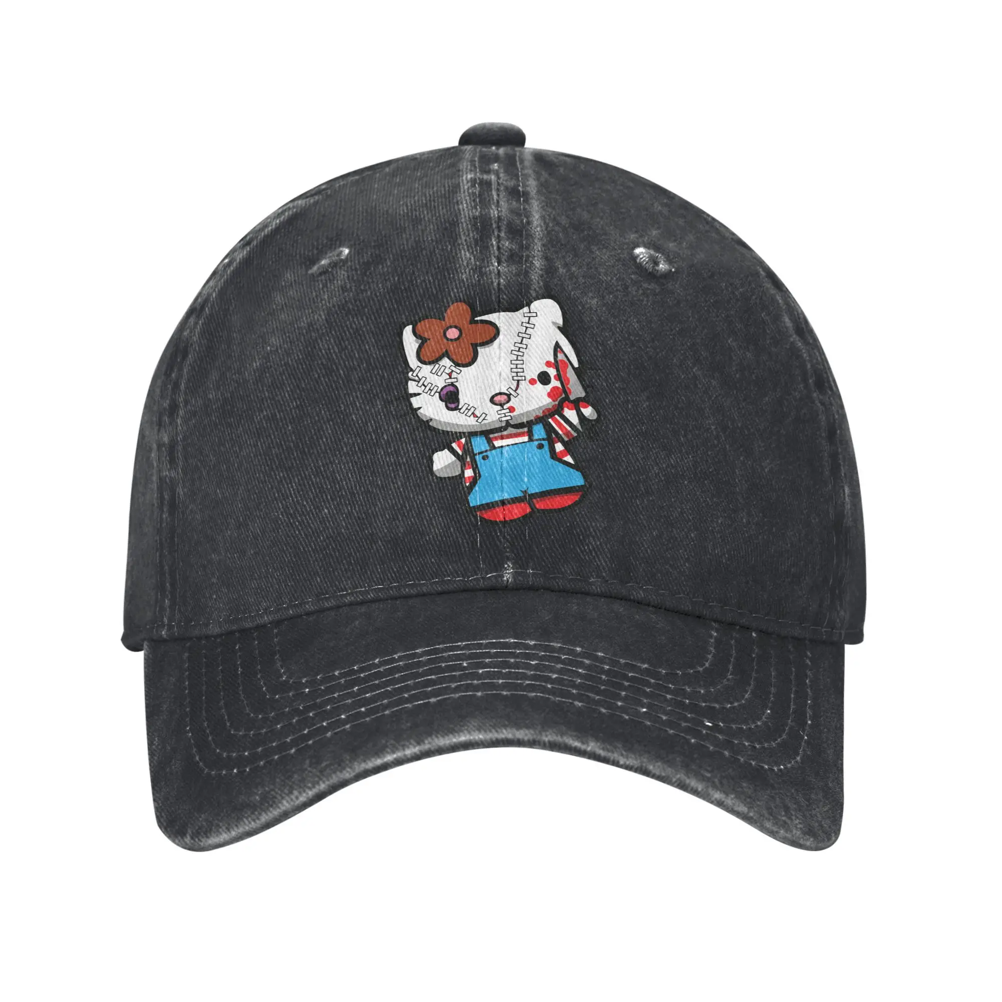 

Hello Kitty Chucky Baseball Caps Retro Distressed Denim Snapback Cap Unisex Outdoor Activities Unstructured Soft Caps Hat