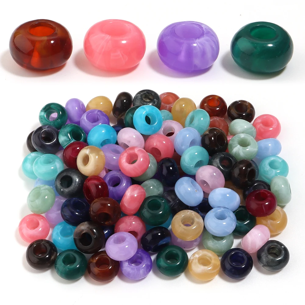 30 Stück bunte Acrylperlen in Natursteinoptik mit großem Loch, lose Abstandsperlen für die Schmuckherstellung, DIY-Schlüsselanhänger-Zubehör – Detail 4