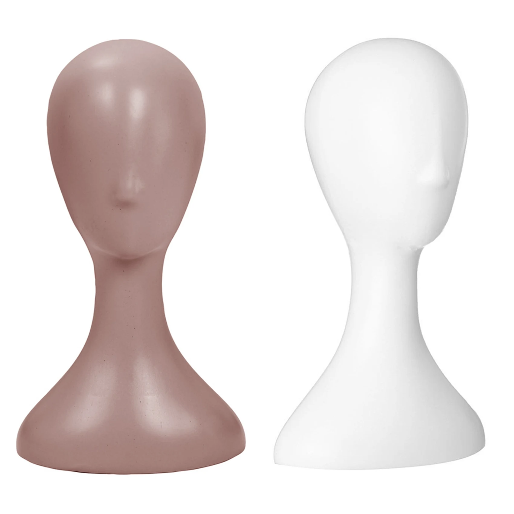 

WIND FLYING 2 Pcs Lady High Plastic Head Wig Head Female Model Head, Natural & White