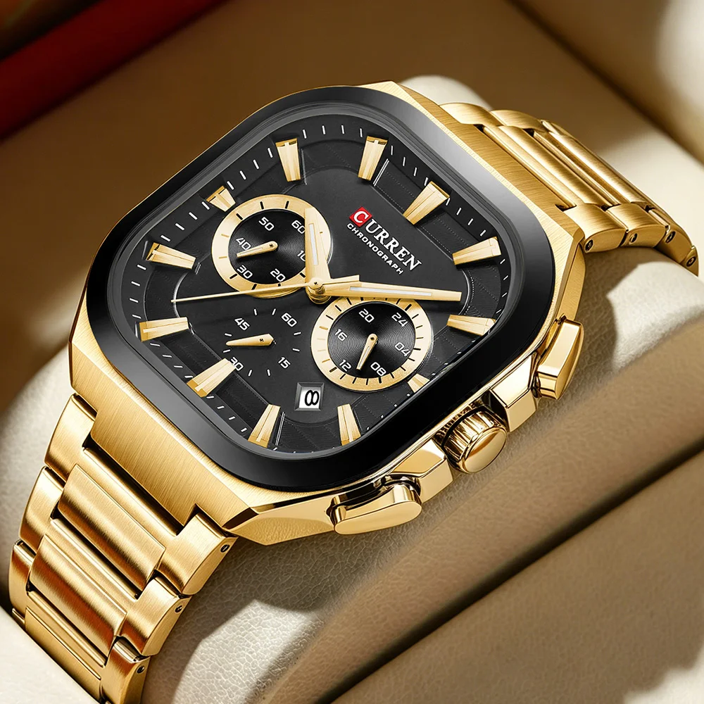 CURREN Original Design Fashion Men's Watches Stainless Steel Simple Calendar Male Waterproof Wristwatches Relogio Masculino