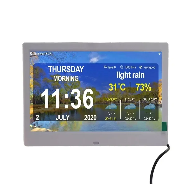 Good quality 10 inch worldwide time weather station digital clock led for photo video frame display