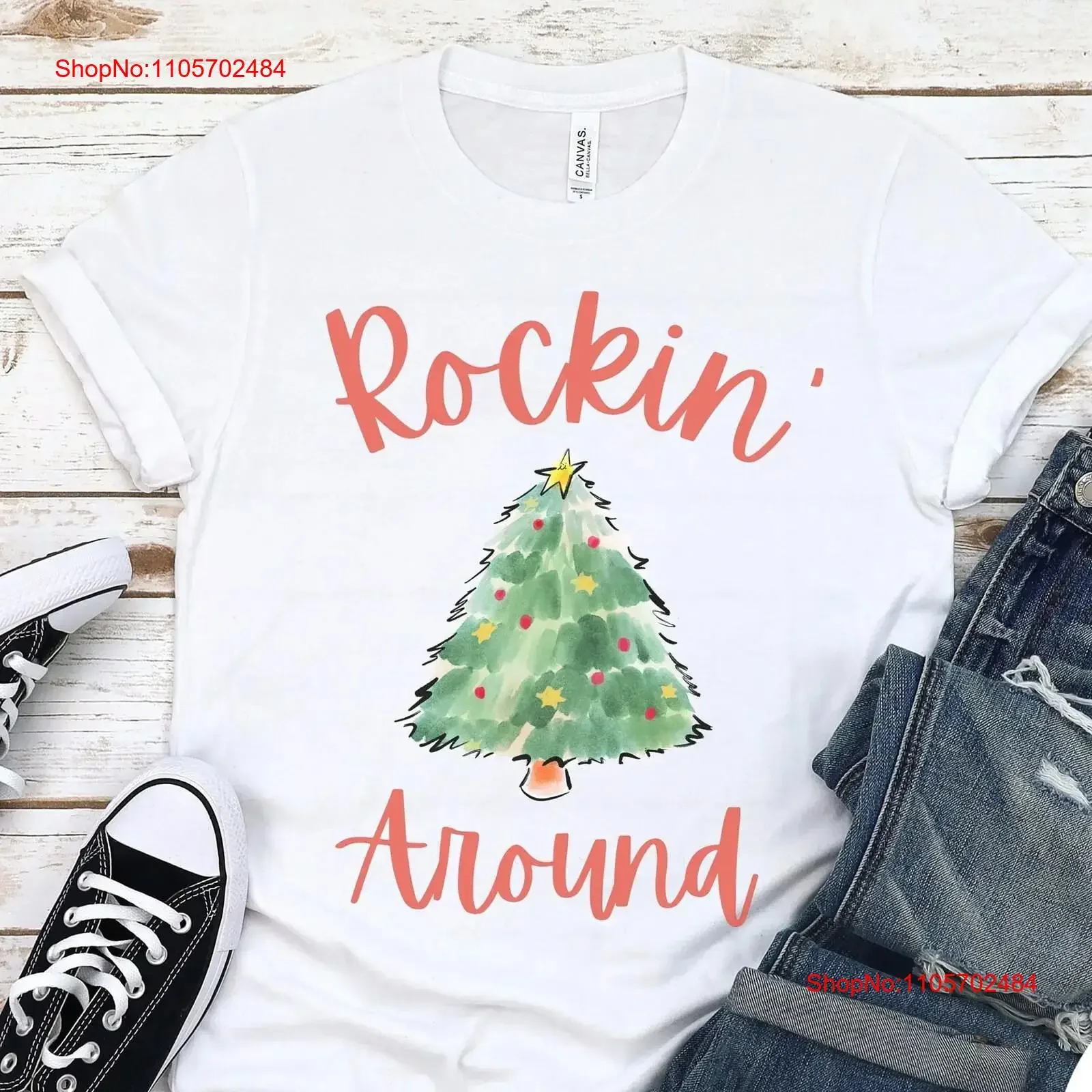 Rockin Around Christmas Tree shirt Rocking Cute Funny gift womens ladies unisex santa xmas family holidays party sweater