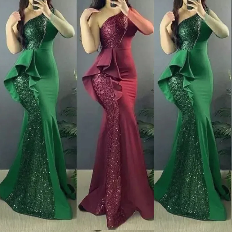 New Arrival Women Evening Dresses Elegant Appliques Sequins Party Dress Fashion Ruffle Mother Of The Bride Dresses For Weddings