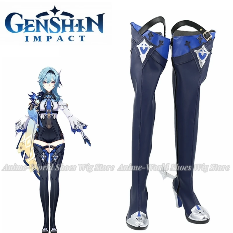 

Genshin Impact Eula Lawrence Cosplay Shoes Women White High Heel Boots