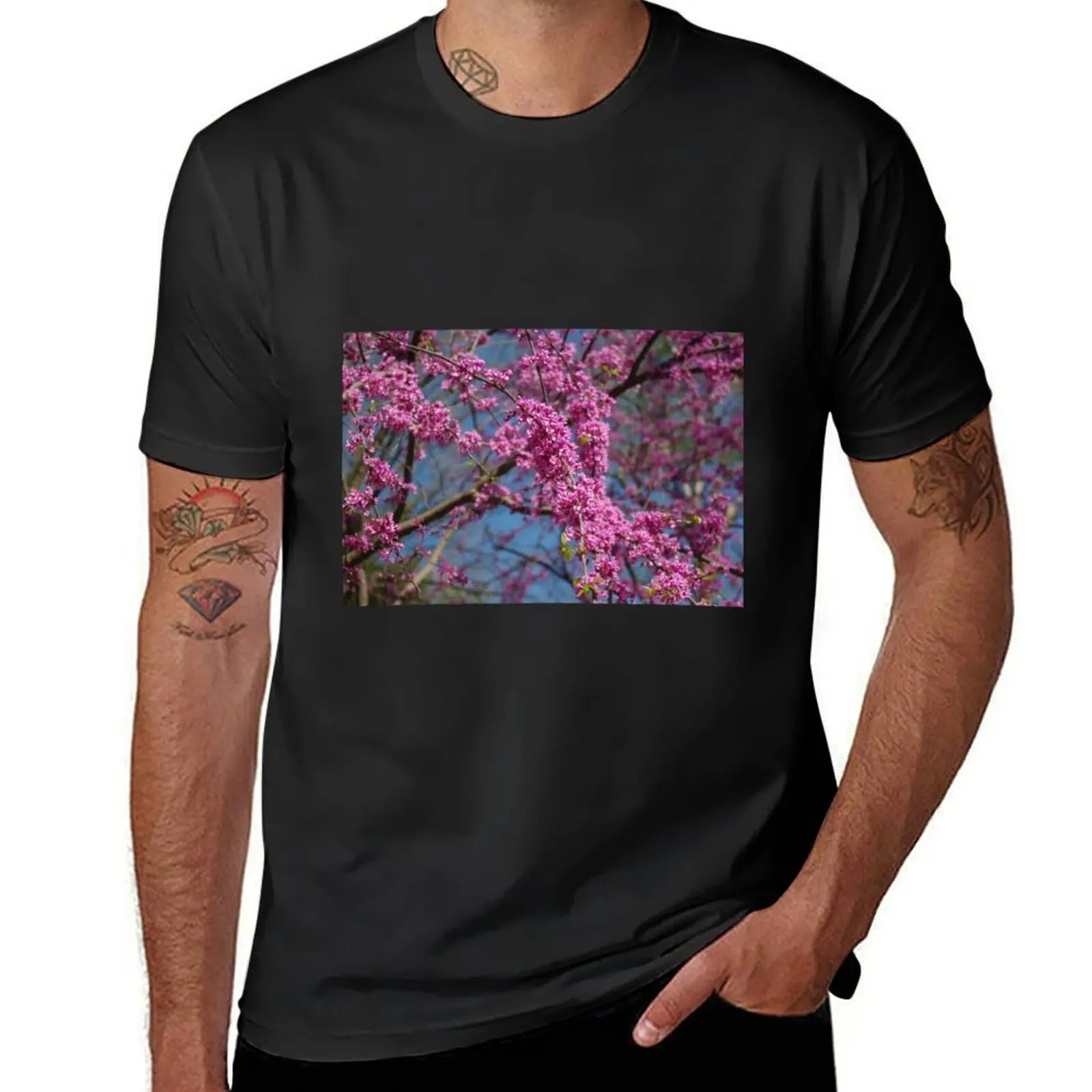 Blue Skies And Redbud In Spring T-Shirt blanks vintage clothes mens graphic t-shirts hip hop