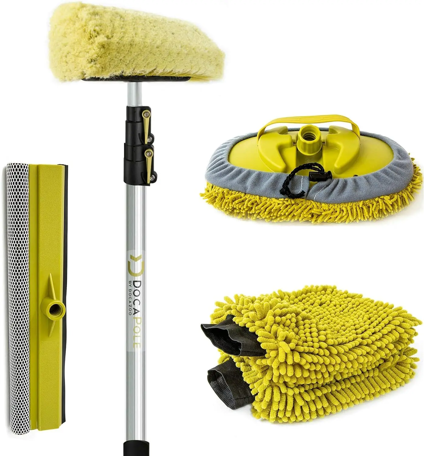 

5-12 Foot Car Cleaning Kit Wash Kit with Soft Car Wash Brush, Squeegee, Car Wash Mitt (2X), Microfiber Cleaning Head