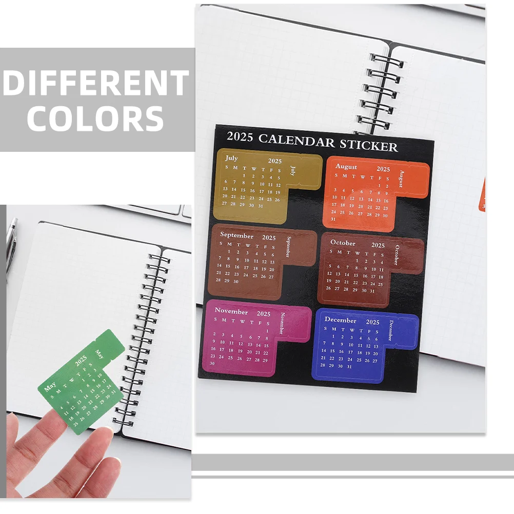 2 Set Colored Stickers Sticky Notes Index 2025 Portable Planner Notepad Calendar Adhesive Tape 1350X1150X005CM Office