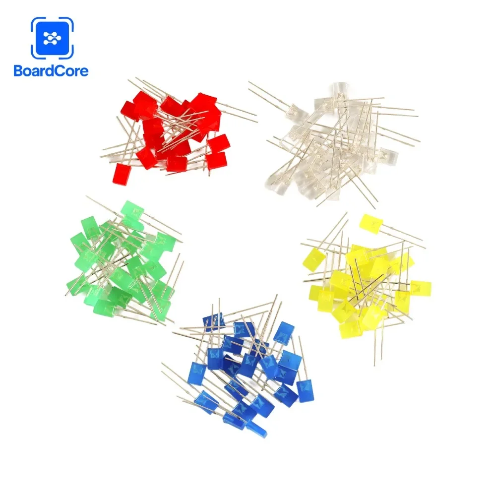 100PCS/lot 2x5x7mm Square LED Diode Set 5 Colors Short-LEG Light-Emitting Diode LED In-Line Lamp Beads DIY Electronic Kit