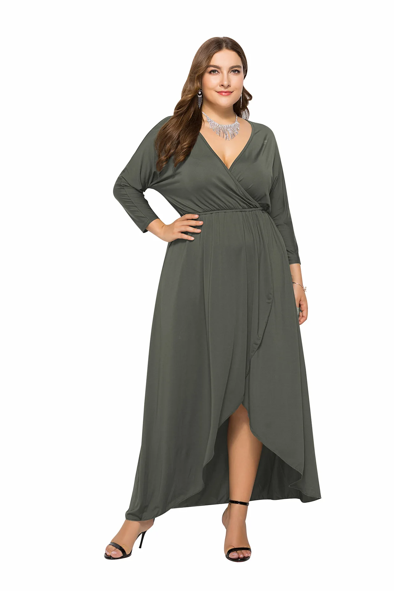 Neue plus Größe Lange Sommer Dr Frauen Casual Kleidung Polyester Faser 80% Polyurethan Elastische Faser 20% Damen Faionable Kleid