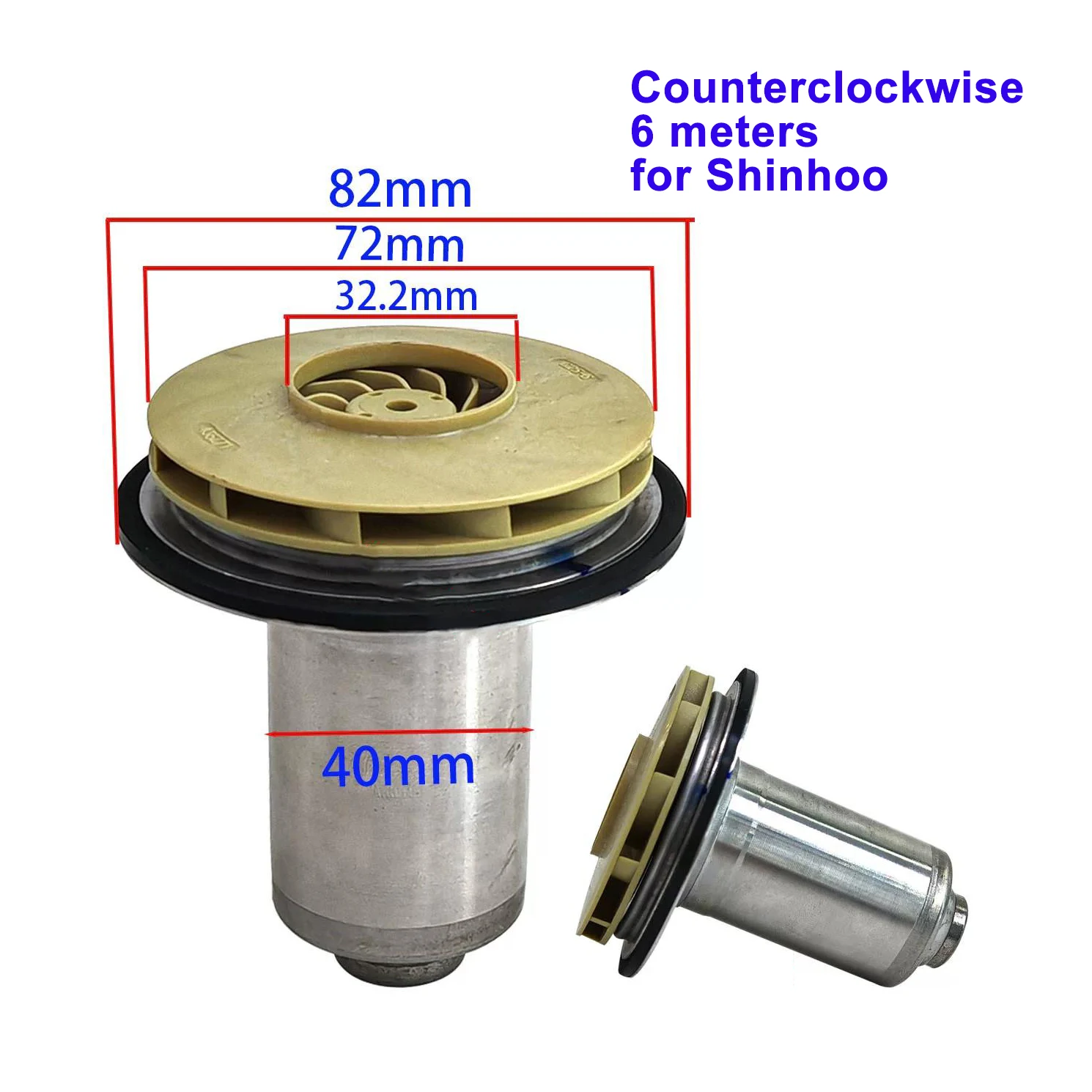 Gas boiler pump rotor gas boiler parts counterclockwise diameter 40mm impeller 72mm for Shinhoo circulation pump