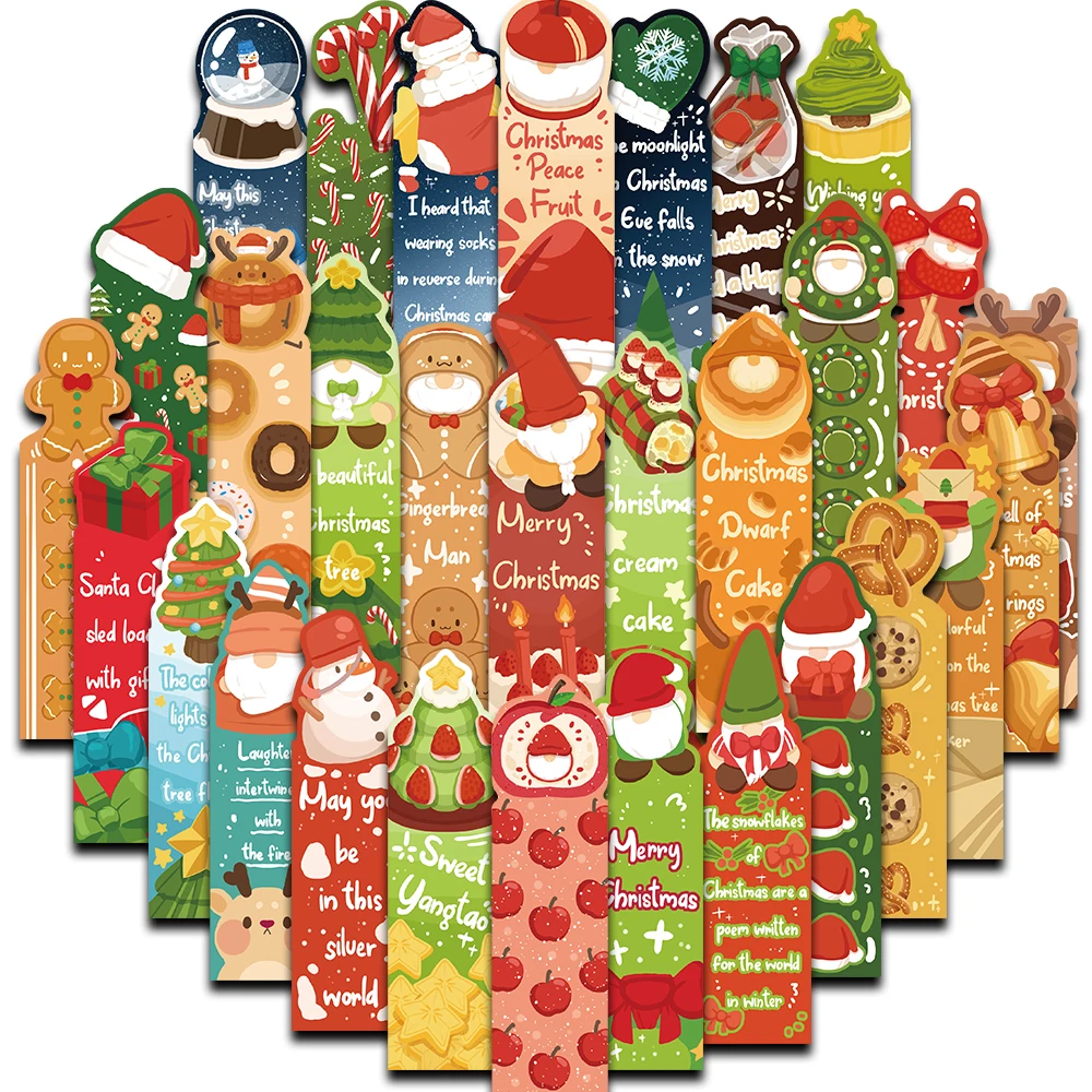

30 шт. милые и красочные рождественские закладки Happy Alien, красочные рождественские елочные колокольчики, бирки снеговика, книги, карты для страниц, канцелярские принадлежности
