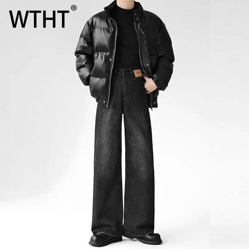 

Мужские винтажные джинсы WTHT: свободные, прямые, повседневные, модные, летние, с высокой талией, широкие штанины, модель 2026 года, артикул 2A2998