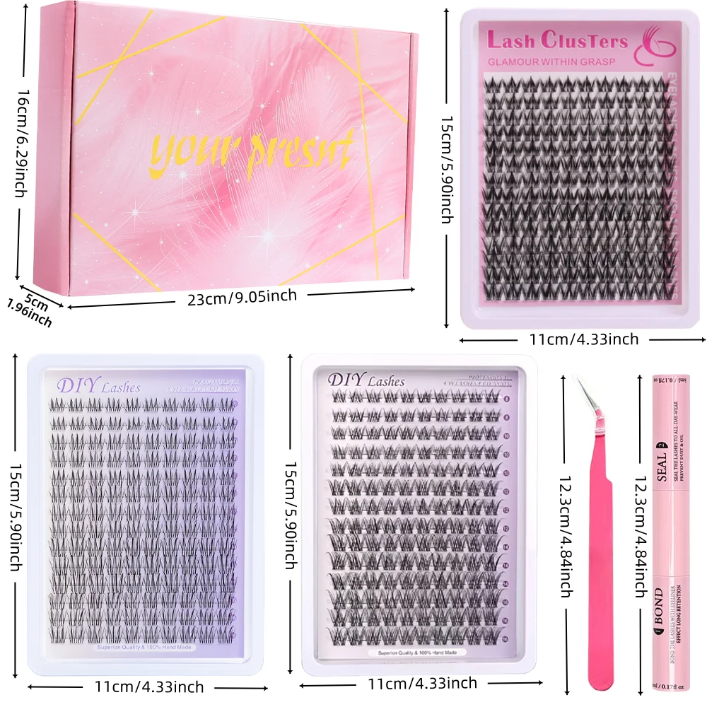 3 boxes of 420 cartoon cluster shaped false eyelashes, wet cartoon style natural cluster connected eyelashes, novice pointed cur
