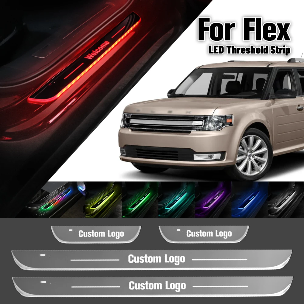 

For Ford Flex 2009-2019 Car Door Sill Light Customized Logo LED 2014 2015 2017 2018 Welcome Threshold Pedal Lamp Accessories