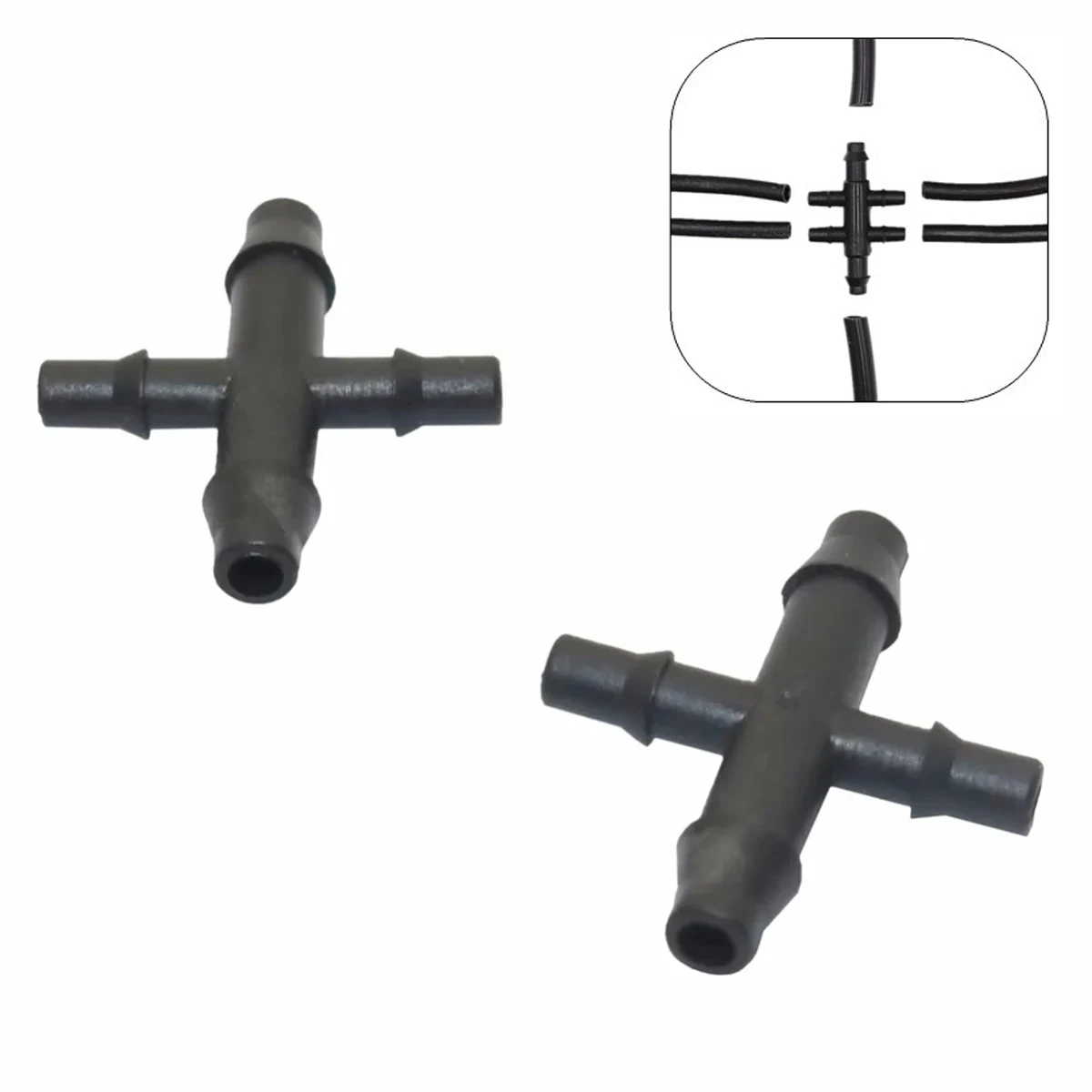 4/7mm To 3/5mm Hose Barbed Straight 4-Way Garden Water Pipe Splitters Garden Lawn Irrigation Connection Fittings 20 Pcs