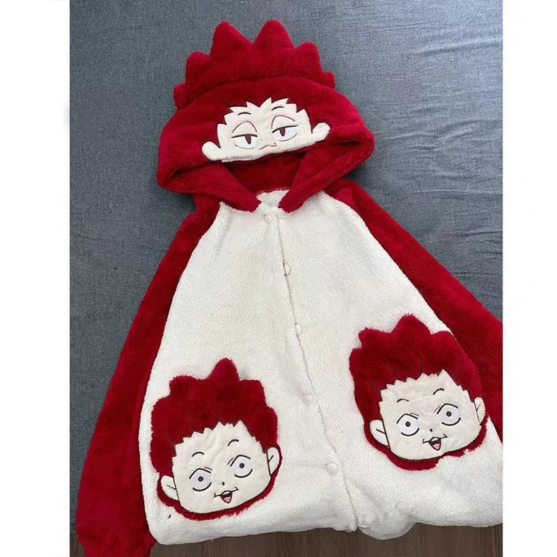 2025 Haikyuu!! Pajamas Tendo Satori Cosplay Robe And Pants Soft Cute Thickened Coral Velvet Warm Couple Home wear