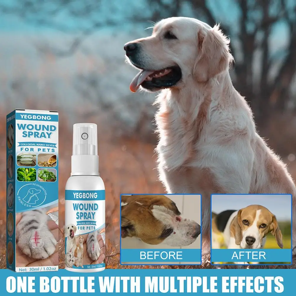 Pet Wound Spray Dog Cat Skin Scratch Wound Treatment Liquid Spray Repair Wound Blocking H4A9