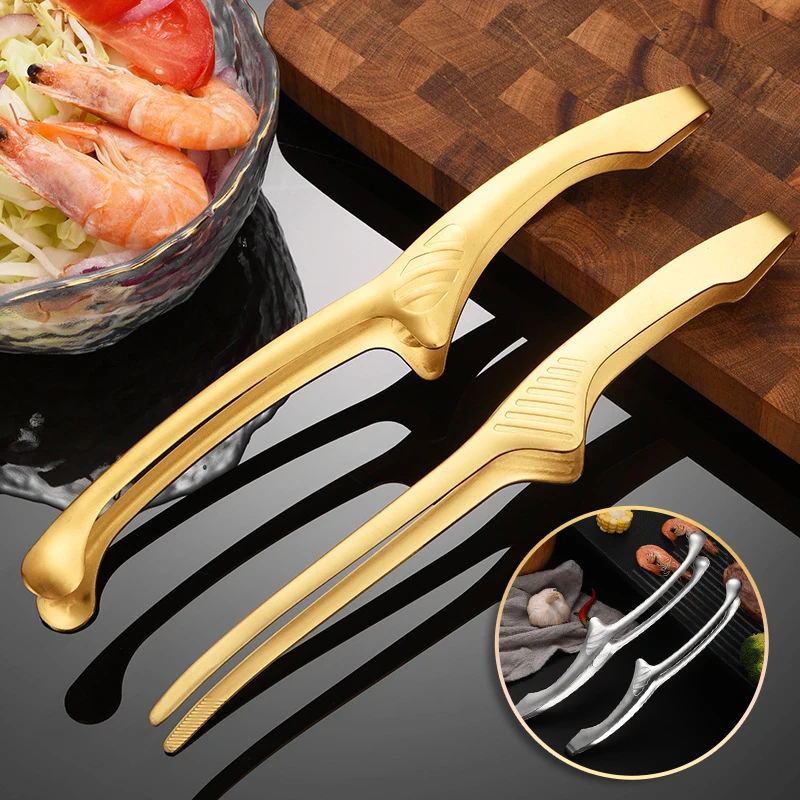 

430 Stainless Steel Food Tongs Korean Barbecue Bbq Steak Clip Multi-purpose Food Clips Kitchen Gadgets Barbecue Accessories