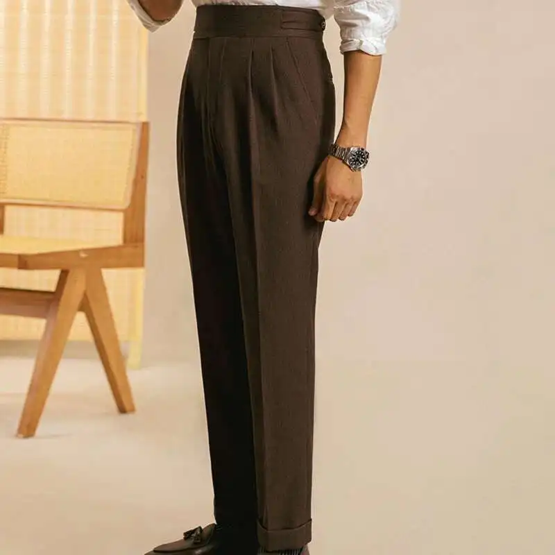 sachin and babi light blue dress Mens Tweed SUIT Wool 2 Piece Mens Suit Mens Dress Pants Mens Tailored Trousers  Trousers With Pleats High Waist Mens Trousers Brown Tweed main image 1