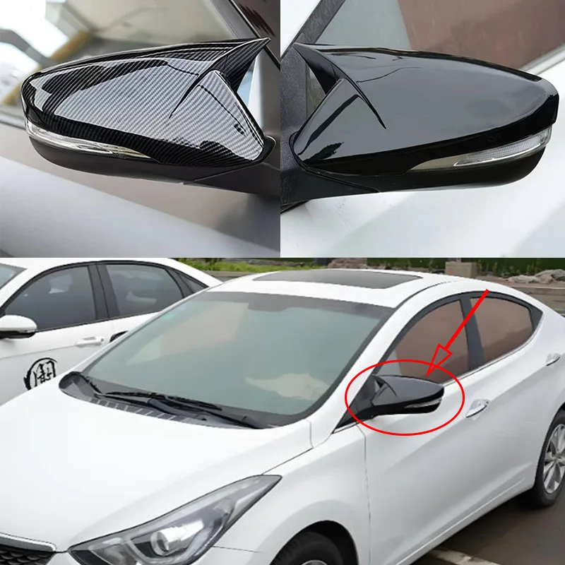 

For Hyundai Veloster Accent 2012-2016 Car Rearview Side Mirror Cover Horn Wing Cap Exterior Door Rear View Case Trim Sticker
