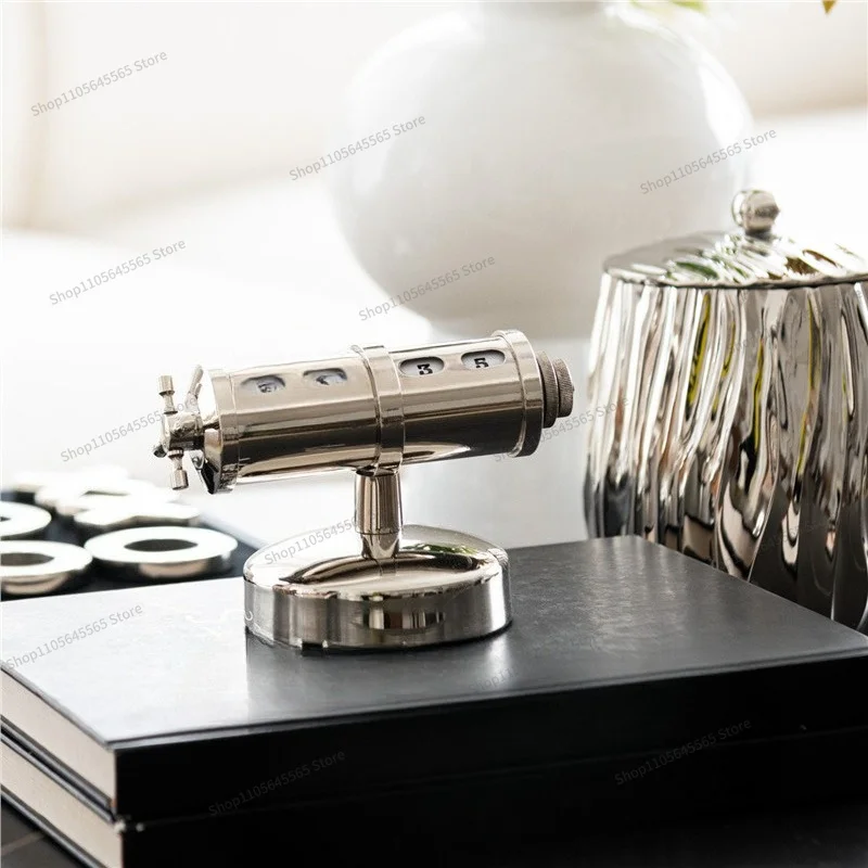 For Retro Silver Time Machine, Airplane Shaped Calendar Ornament, Office Desktop, High End Decoration, Brass Desk Calendar