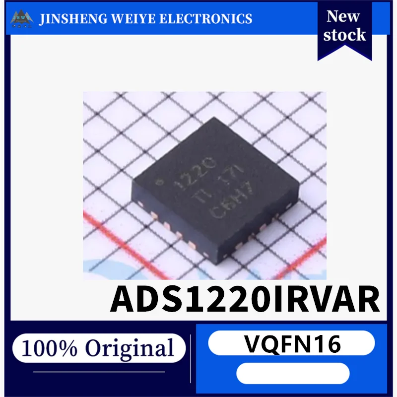 (5/20 pieces) ADS1220IRVAR 1220 VQFN-16 low-power chip with PGA, VREF, and SPI four channels. Brand new, original, in stock.