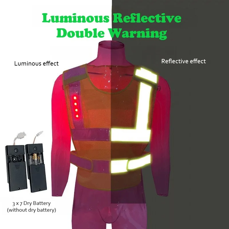 TA-A02 LED With Light Reflective Vest Charging Light Transport Safety Construction Light Vest Breathable Mesh Cloth