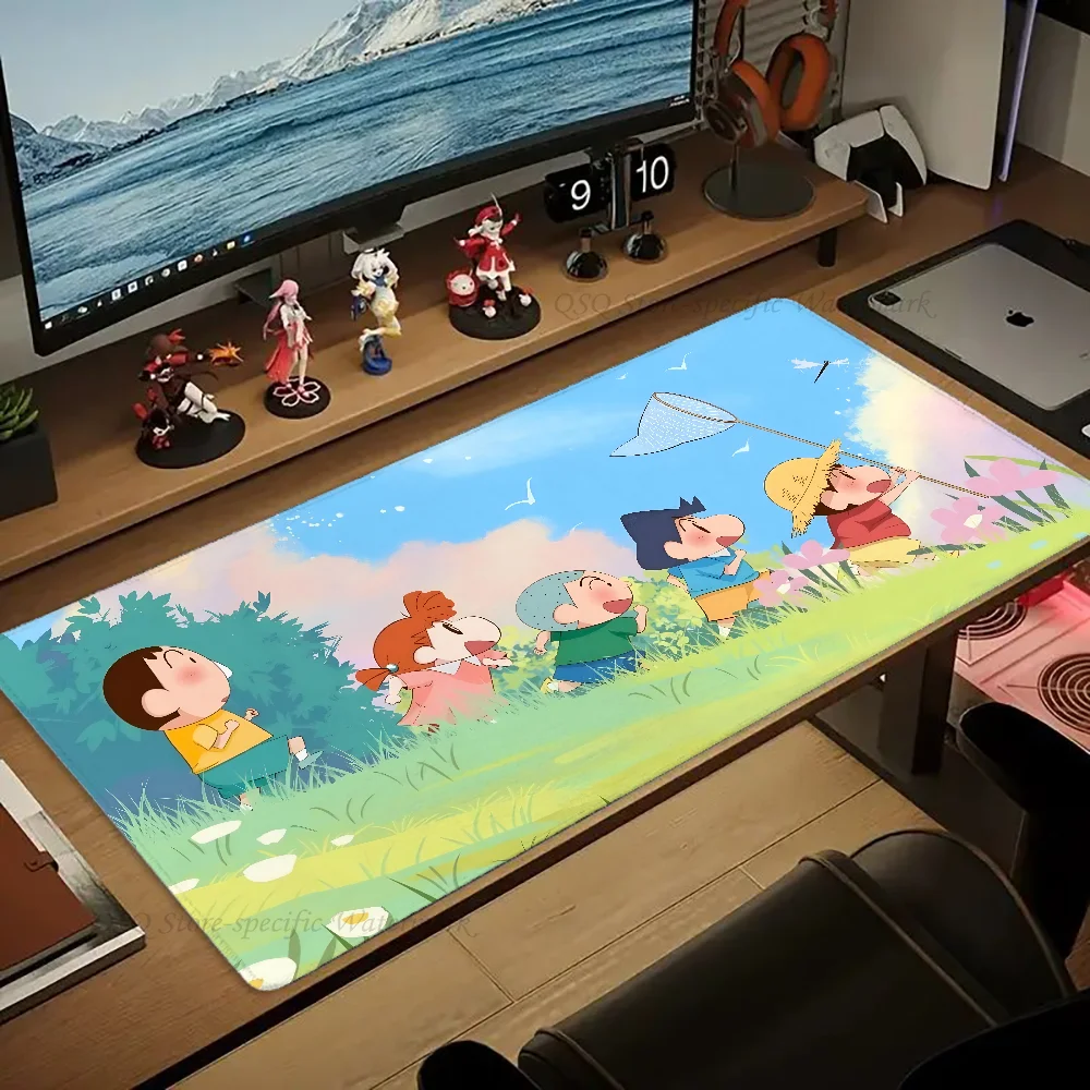 C-Crayon Funny S-Shin-chan 마우스 패드 대형 게임용 마우스 패드 LockEdge 두꺼운 컴퓨터 키보드 테이블 책상 매트