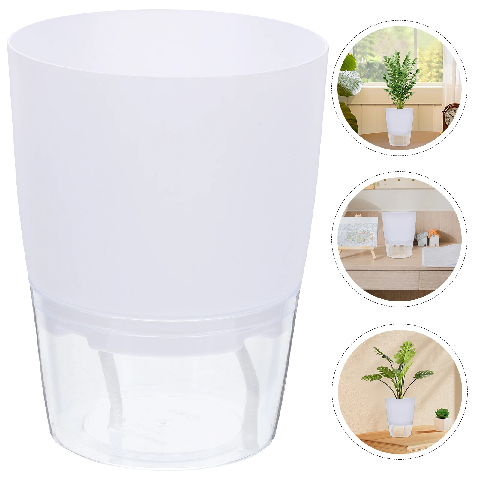 

Self Watering Planter Pot With Cotton Rope For Indoor Outdoor Durable Plastic Flowerpot Succulent Planting Basin Garden Home