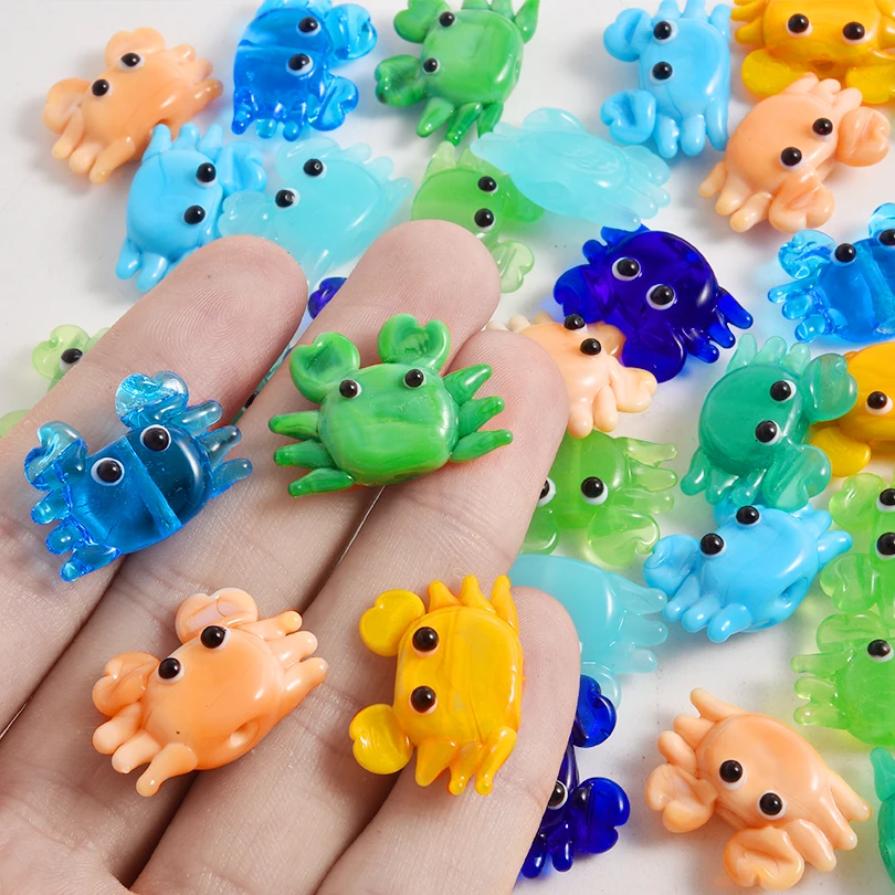 3/6/9/12pcs/Lot Colorful Glass Beads Crab Spacer Beads Cute Girl Jewelry Can Be Used For Handmade Diy Bracelets Crab Bead Crafts