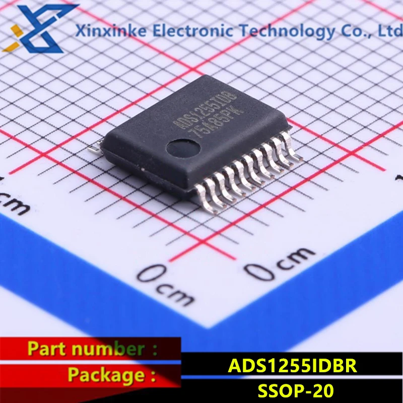 ADS1255IDBR SSOP-20 Analog to digital converter chip - ADC 24 Bit 30kSPS Very Lo-Noise Delta-Sigma ADS1255IDB Brand new Original