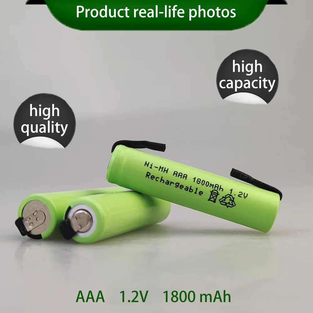 AAA 1.2V 1800mAh Rechargeable Battery Ni-Mh Cell With Solder Tabs new Original Toothbrush Electric Shaver For Philips Braun