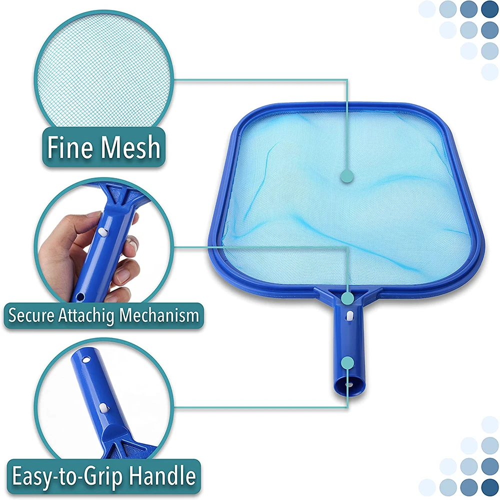 Pool Skimmer Net  with Solid Plastic Frame  Fine Mesh Net for Cleaning Leaf of Swimming Pools Spas Hot Tubs and Fountains