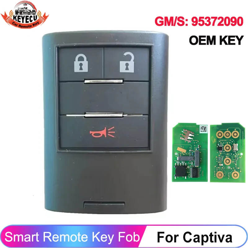 KEYECU OEM Original For Chevrolet Captiva 2014 2015 2016 3 Buttons Keyless Remote Key 434MHz PCF7952 Chip GM/S: 95372090