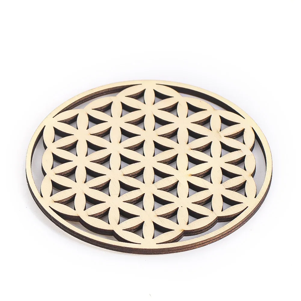 Wood Decorative Boards New Age Movement Openwork Flower of Life Pattern Crystal Healing Aromatherapy Placement Wall Accessories