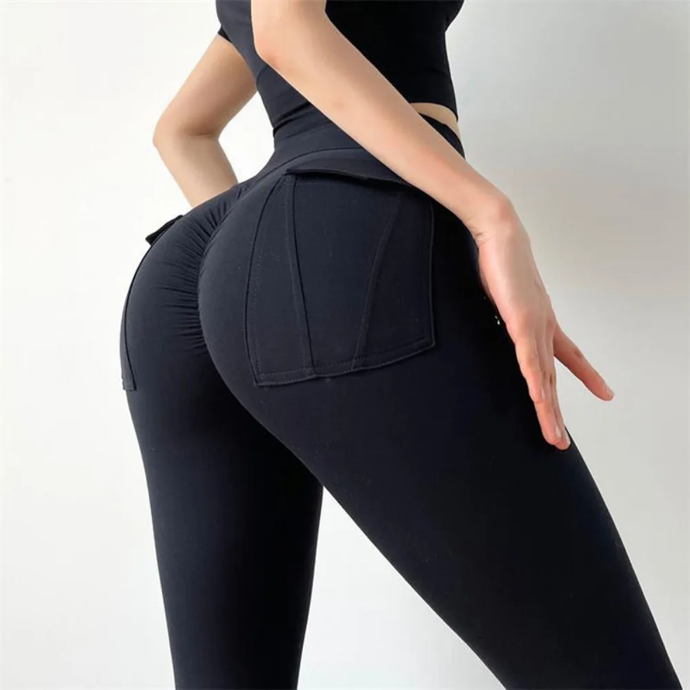 Pantalones sexuales con entrepierna abierta para exteriores, pantalones calientes exóticos, ropa de Yoga para mujeres, mallas de cadera de melocotón sin costuras, ropa de calle informal con realce para parejas