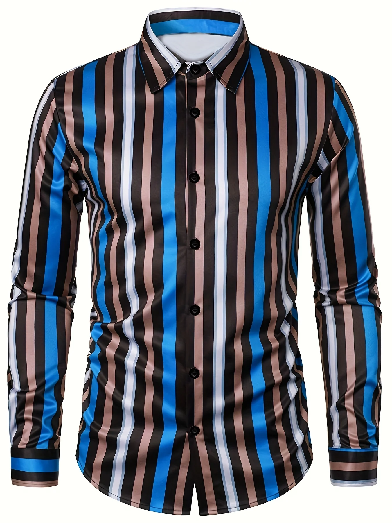 

Мужская полосатая рубашка с лацканами, топ с длинными рукавами на пуговицах для весенне-осенней уличной вечеринки, повседневная одежда