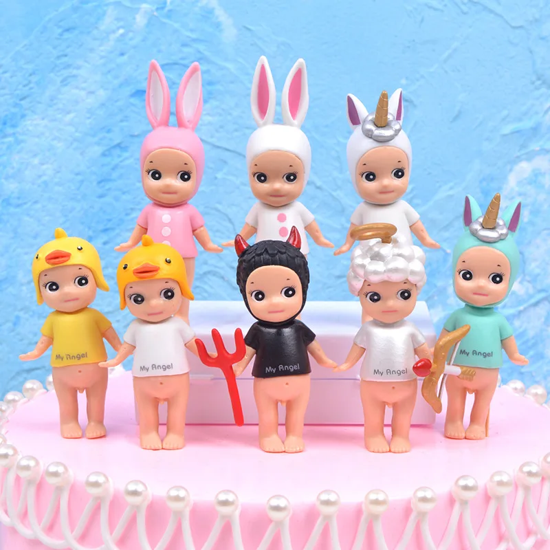 Figuras de Anime de 8cm, muñeco de Sonny Angel, Orejas de conejo, Ángel, diablo, unicornio, pequeño Cupido, decoraciones, adornos de mesa, modelo de juguete para regalo