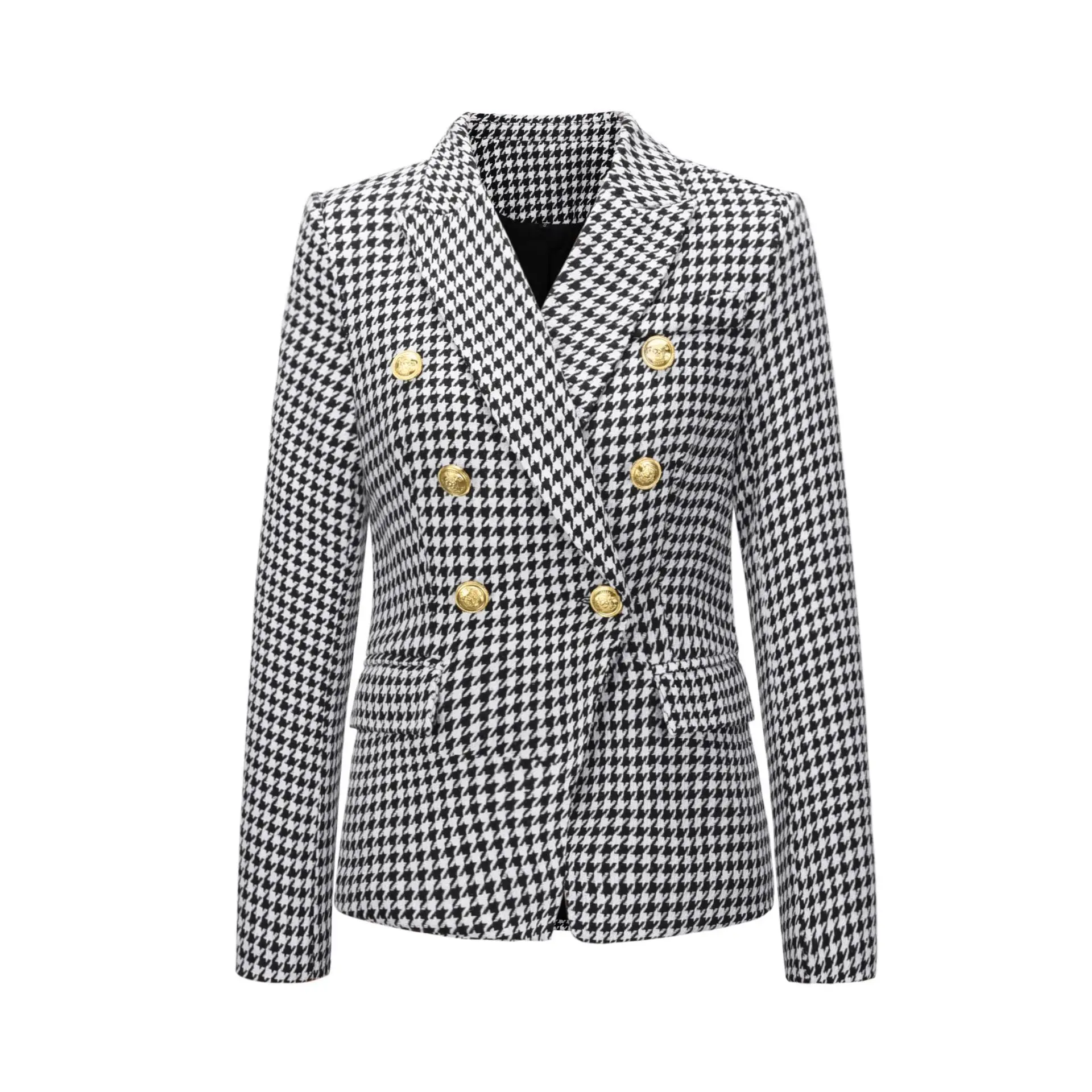 Capispalla da donna europea autunno e inverno Mini abito Thousand Bird Grid Suit giacca doppiopetto stile corto alla moda