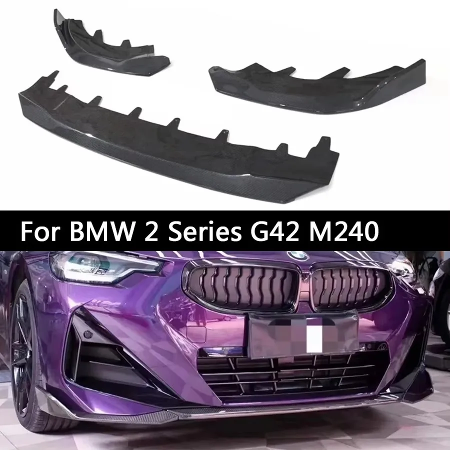 

For BMW 2 Series G42 M240 Carbon Fiber Front lip Car Front Bumper Diverter Spoiler Diffuser Front lip chin upgraded body kit