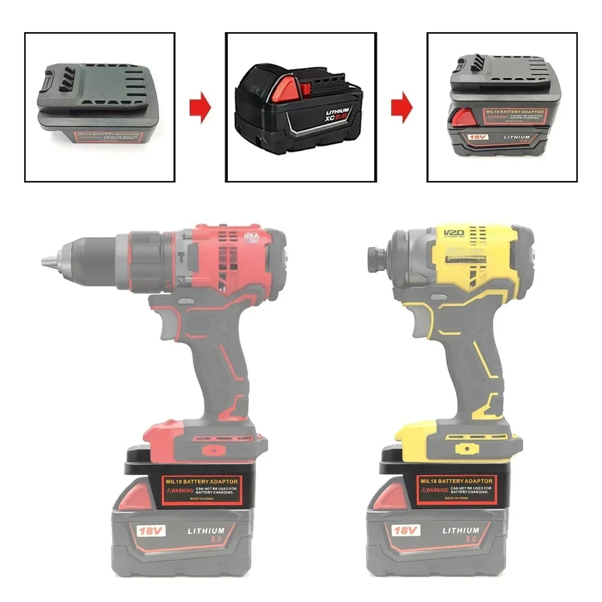 อะแดปเตอร์แบตเตอรี่สําหรับ Milwaukee 18V แบตเตอรี่ลิเธียมแปลงสําหรับ CRAFTSMAN 20V สําหรับ Stanley 18V V20 แบตเตอรี่ลิเธียมเครื่องมือ