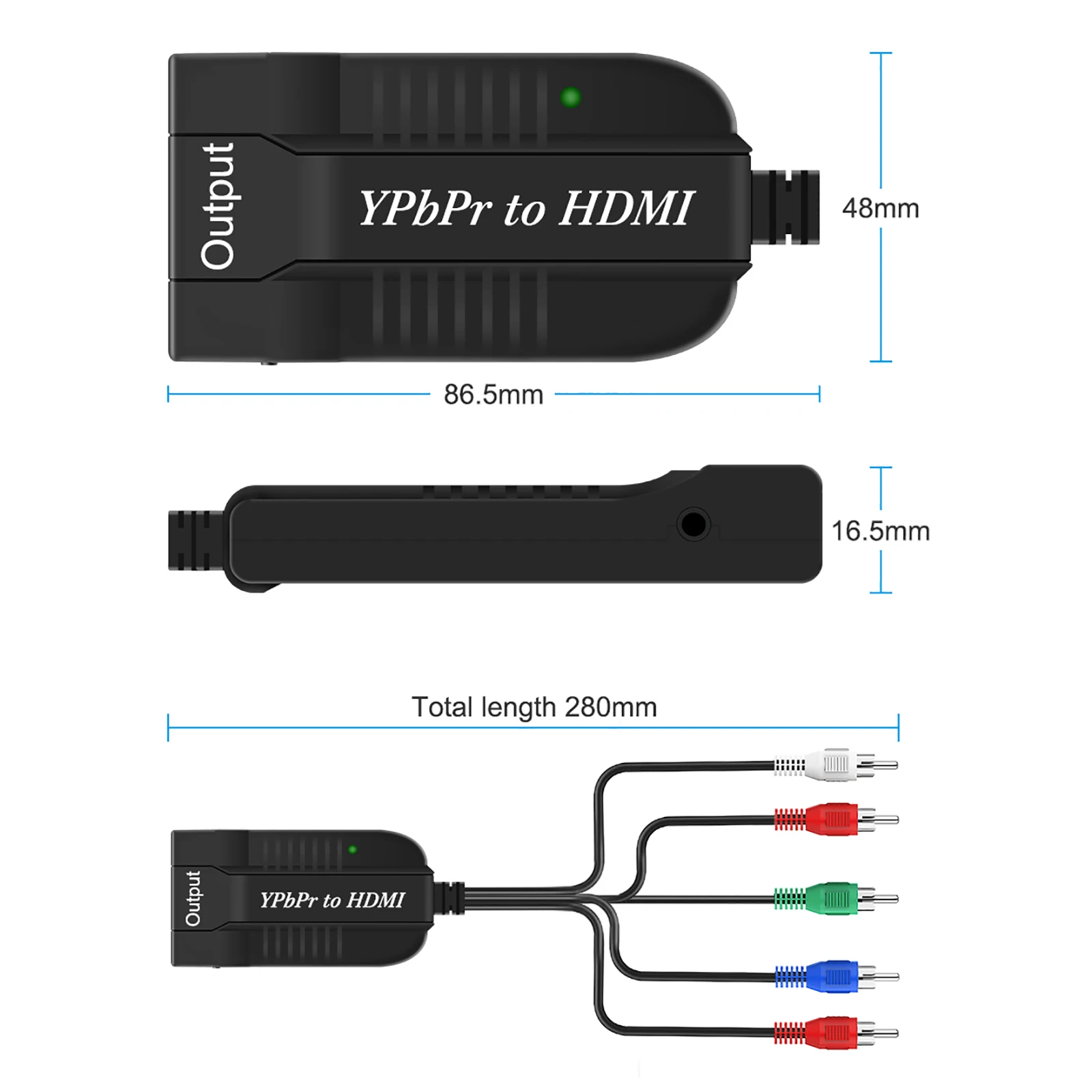 Adapter audio z komponentem Ypbpr na konwerter wideo hdmi hdtv z kablem audio i wideo