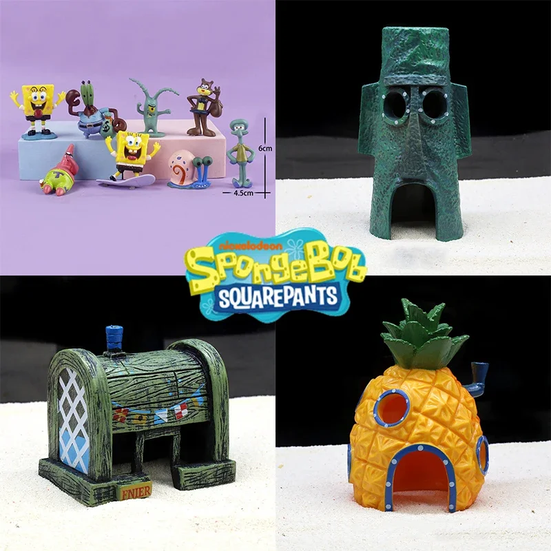 SpongeBob Patrick Mini Models Aquarium Decoration Mr.Krabs Squidward House Gary Anime Krusty Krab Pineapple House Planktonw Gift