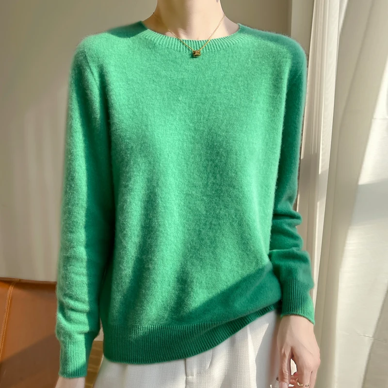 2024 New Cashmere Sweater Women Autumn Winter Solid Long Sleeve Loose Pullover Tops Casual Cashmere Sweater Women
