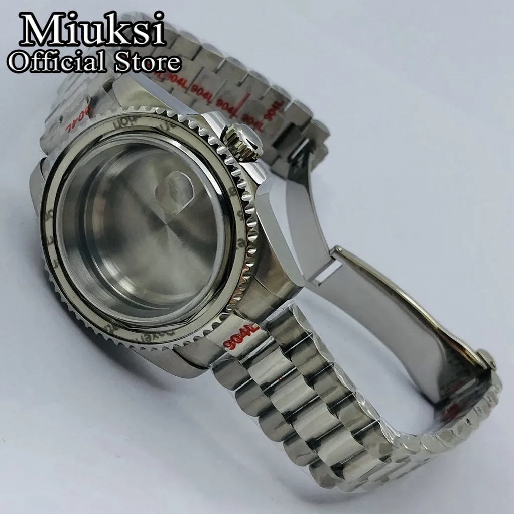 Miuksi 40mm silver gold black watch case sapphire glass fit NH35 NH36 NH34 ETA2824 2836 Miyota8215 DG2813 3804 PT5000 movement