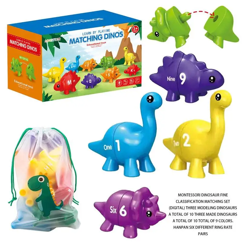 Dinosaur Matching Game Montessori Letter Number Matching Toy Cute Cartoon Dinosaur Toy for Early Education Boys & Girls Learning